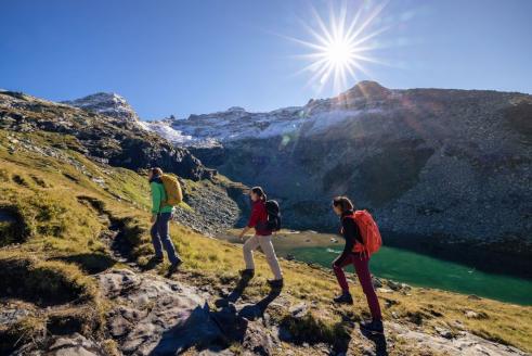 Wandergruppe auf einer Almenwanderung im Nationalpark Hohe Tauern